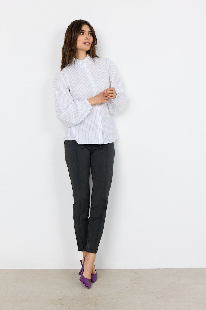 Vibika HighNeck Stripe Shirt - White
