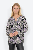 Vernia Split Neck Blouse - Dark Grape