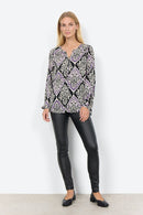 Vernia Split Neck Blouse - Dark Grape