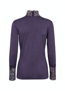 Lace Neck & Cuff T-Shirt - Dark Grape