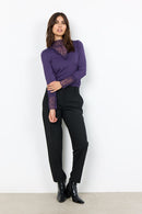 Lace Neck & Cuff T-Shirt - Dark Grape