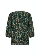 Vickie V Neck Print Blouse - Dark Pine
