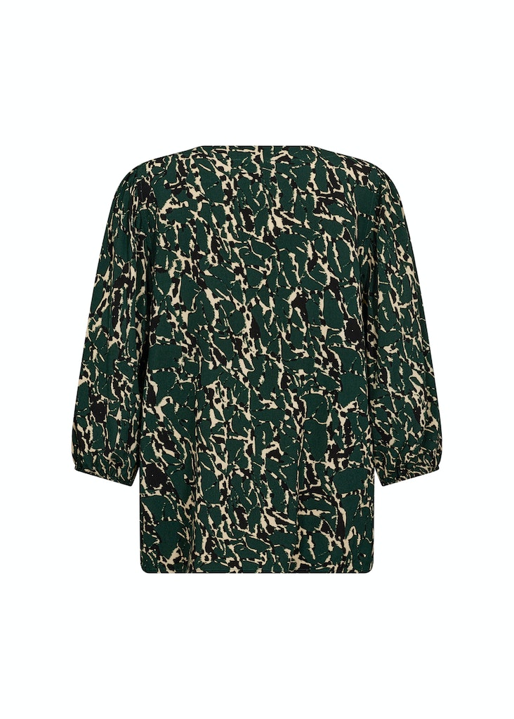 Vickie V Neck Print Blouse - Dark Pine