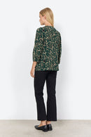 Vickie V Neck Print Blouse - Dark Pine