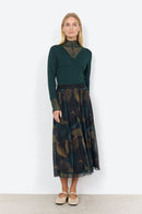 Lace Neck & Cuff T-Shirt - Dark Pine