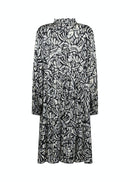 Vian Split Neck Print Dress - Stone Grey