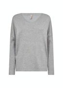 Dollie V Neck Jumper - Grey Melange