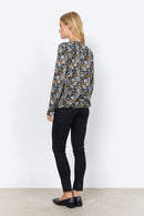 Soyaconcept Split Neck Print Blouse - Black
