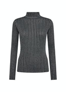 High Neck Stripe Jumper - Black