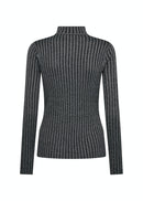 High Neck Stripe Jumper - Black