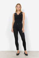 Lace Detail Sleeveless Top - Black