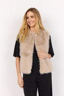 Naida3 Fluffy Sleeveless Top - Cream