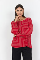 Annabel 1 Geo Print Blouse - Chili Pepper Combi