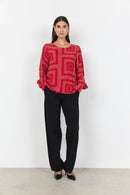 Annabel 1 Geo Print Blouse - Chili Pepper Combi