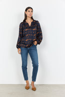 Arlette 1 Abstract Print Blouse - Navy Blazer Combi