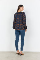 Arlette 1 Abstract Print Blouse - Navy Blazer Combi