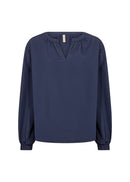 Netti 112 V Neck Blouse - Navy Blazer