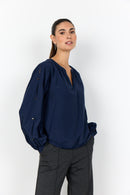 Netti 112 V Neck Blouse - Navy Blazer