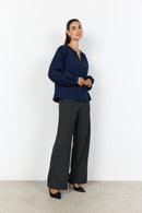 Netti 112 V Neck Blouse - Navy Blazer