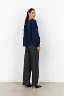 Netti 112 V Neck Blouse - Navy Blazer