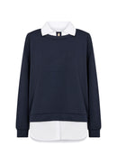 Banu 271 Layered Blouse - Navy Combi