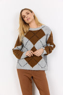 Acacie 1 Argyle Jumper - Light Grey Melange Combi