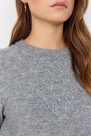 Nessie 73 Pearl Embellished Jumper - Grey Melange