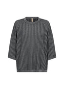 Violetta 4 Textured Stripe Jumper - Black Combi