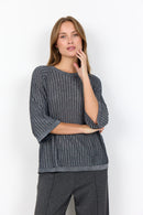 Violetta 4 Textured Stripe Jumper - Black Combi