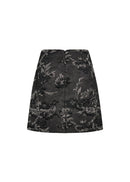 April 1 Floral Pattern Skirt - Black Combi
