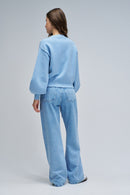 Knit Sweater with Pearls - Blue