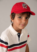 Short Sleeve Polo -Tomato &  Cream