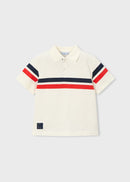 Short Sleeve Polo -Tomato &  Cream