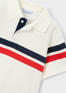 Short Sleeve Polo -Tomato &  Cream