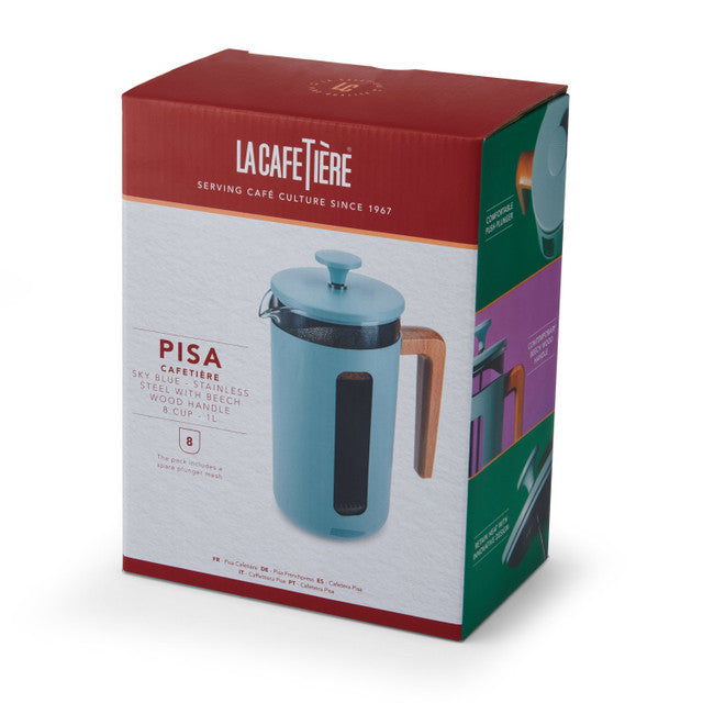 Pisa 8 Cup Cafetiere - Sky Blue