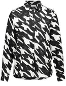 Symbiotic Red Print Blouse - Black/ecru Houndstooth