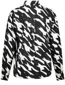 Symbiotic Red Print Blouse - Black/ecru Houndstooth