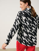Symbiotic Red Print Blouse - Black/ecru Houndstooth