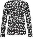 Symbiotic Red Long Sleeve Tee - Black/ecru Houndstooth