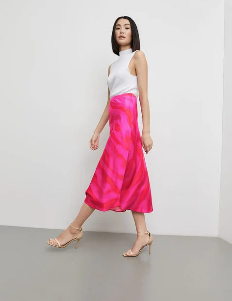 At The Riviera Long Skirt - Magenta Print