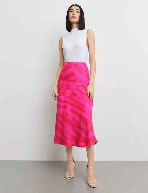 At The Riviera Long Skirt - Magenta Print