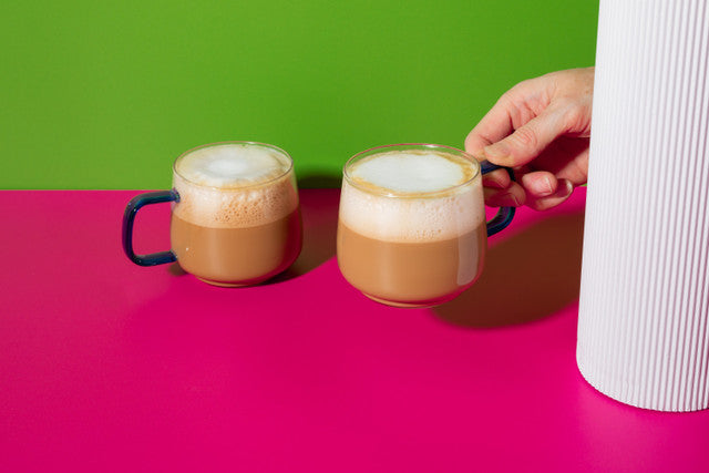 Glass Mug Set of 2 - Blue Handle