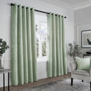 Textured Chenille Eyelet Readymade Curtain - Green