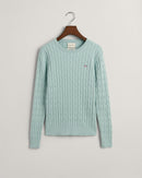 Cable Round Neck Jumper - Dusty Turquoise