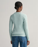 Cable Round Neck Jumper - Dusty Turquoise