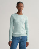 Cable Round Neck Jumper - Dusty Turquoise