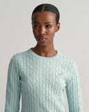 Cable Round Neck Jumper - Dusty Turquoise
