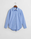 Relaxed Fit Striped Poplin Shirt - Clear Sky