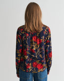 Rose Print Blouse - Classic Blue