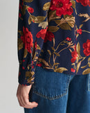 Rose Print Blouse - Classic Blue